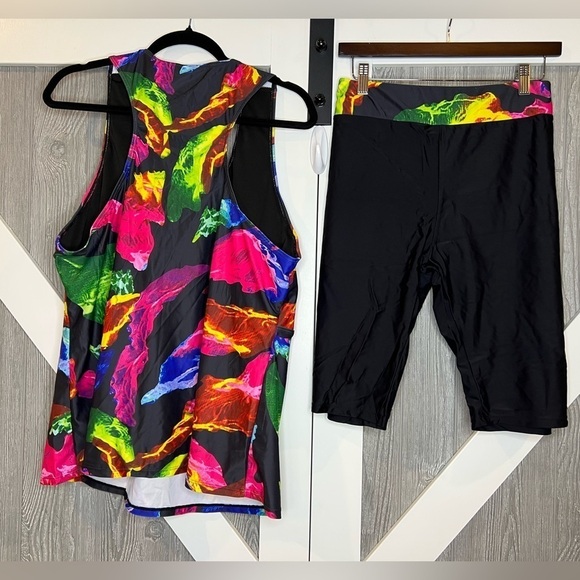 D13.19 NEW 2024 Plus Size Tankini Swimsuit Rash Guard Capris Athletic 4X - Picture 5 of 7